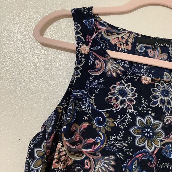 Ro & De Nordstrom Boho Hippie Paisley Asymmetrical Hem Blouse Size Small - Picture 2 of 11